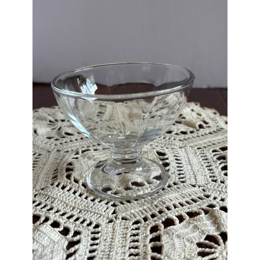 Borgonovo Italy Glass Dessert Bowls Set of 2 Footed Ice Cream Coupe Clear 4 inch